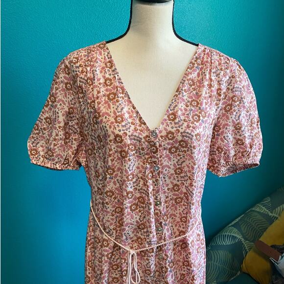 Faherty Orinda Floral Print Organic Cotton Maxi Dress Women's XL - Picture 9 of 10